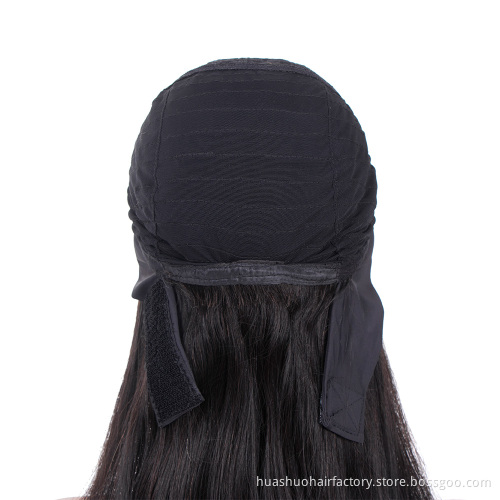 Huashuo Full Machine Made Headband Wigs For Women Brazilian Straight Hair Natural Black Human hair Wig